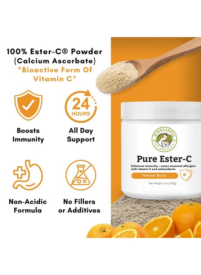 Wholistic Pet Organics Wholistic Pet Organics Pure Ester-C Powder for Dogs & Cats - 4 Oz - Vitamin C Supplement for Immune Support, Skin & Coat Health, & Allergy Relief - Dog Vitamin Powder for Itchy Skin & Homemade Food  - Image 4