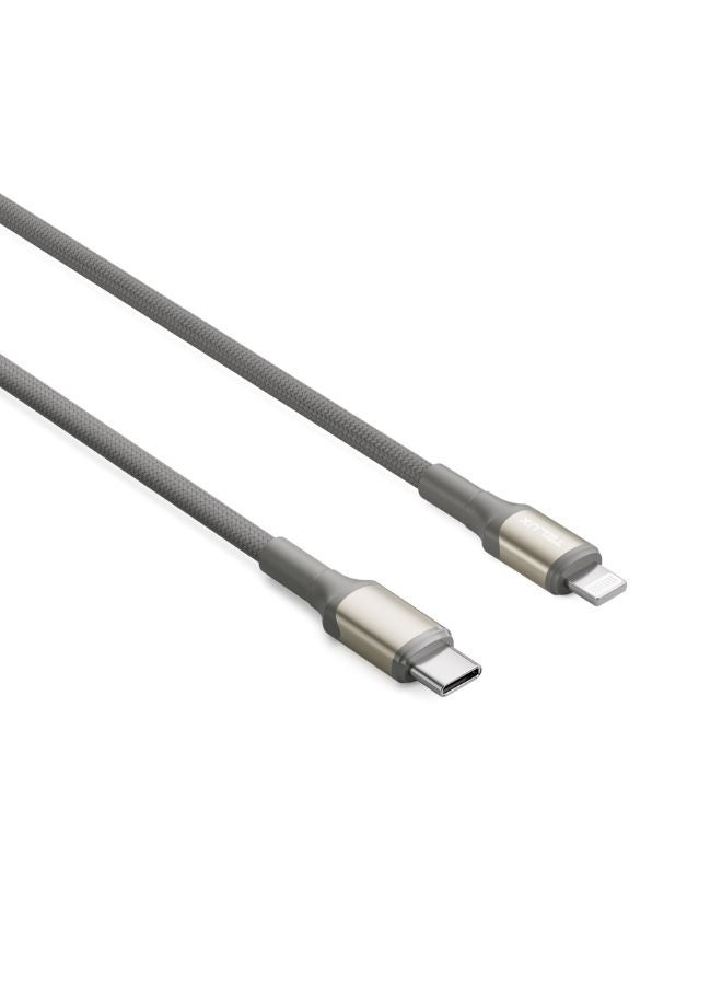 تيلكس كابل USB-C إلى Lightning مضفر بطول 1 متر، شحن سريع PD بقوة 27 وات، مضفر من النايلون المقاوم للتآكل، عمر افتراضي يتجاوز 10000 ثنية، سرعة نقل بيانات 480 ميجابت في الثانية، لون تيتانيوم داكن - Image 2