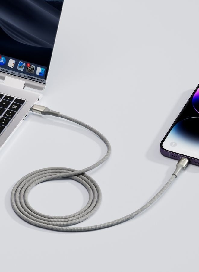 تيلكس كابل USB-C إلى Lightning مضفر بطول 1 متر، شحن سريع PD بقوة 27 وات، مضفر من النايلون المقاوم للتآكل، عمر افتراضي يتجاوز 10000 ثنية، سرعة نقل بيانات 480 ميجابت في الثانية، لون تيتانيوم داكن - Image 4