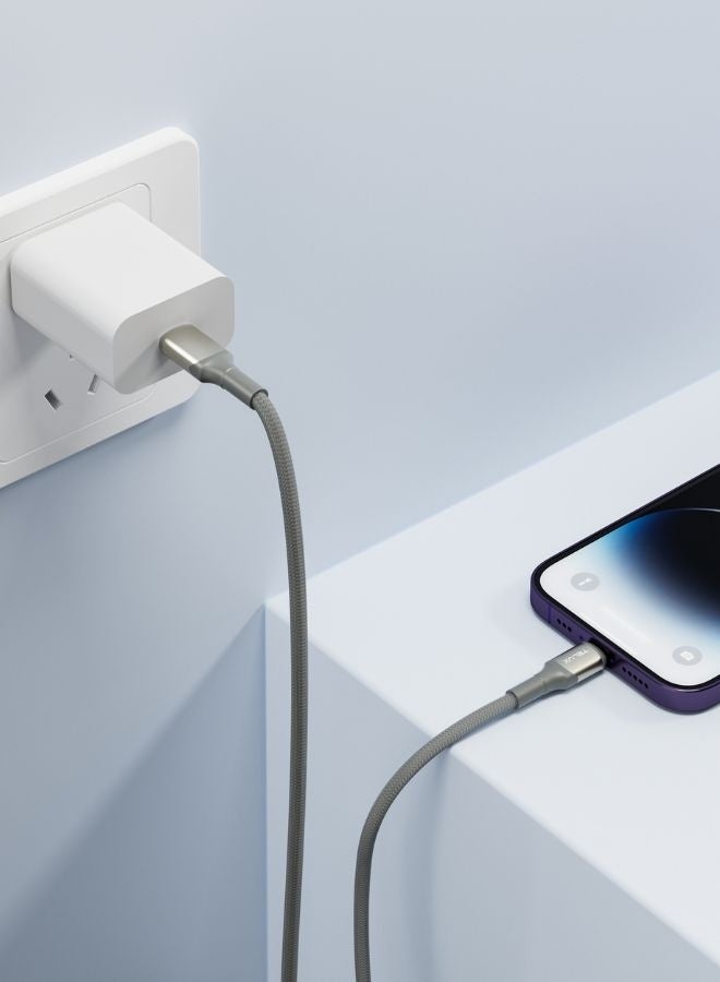 تيلكس كابل USB-C إلى Lightning مضفر بطول 1 متر، شحن سريع PD بقوة 27 وات، مضفر من النايلون المقاوم للتآكل، عمر افتراضي يتجاوز 10000 ثنية، سرعة نقل بيانات 480 ميجابت في الثانية، لون تيتانيوم داكن - Image 5