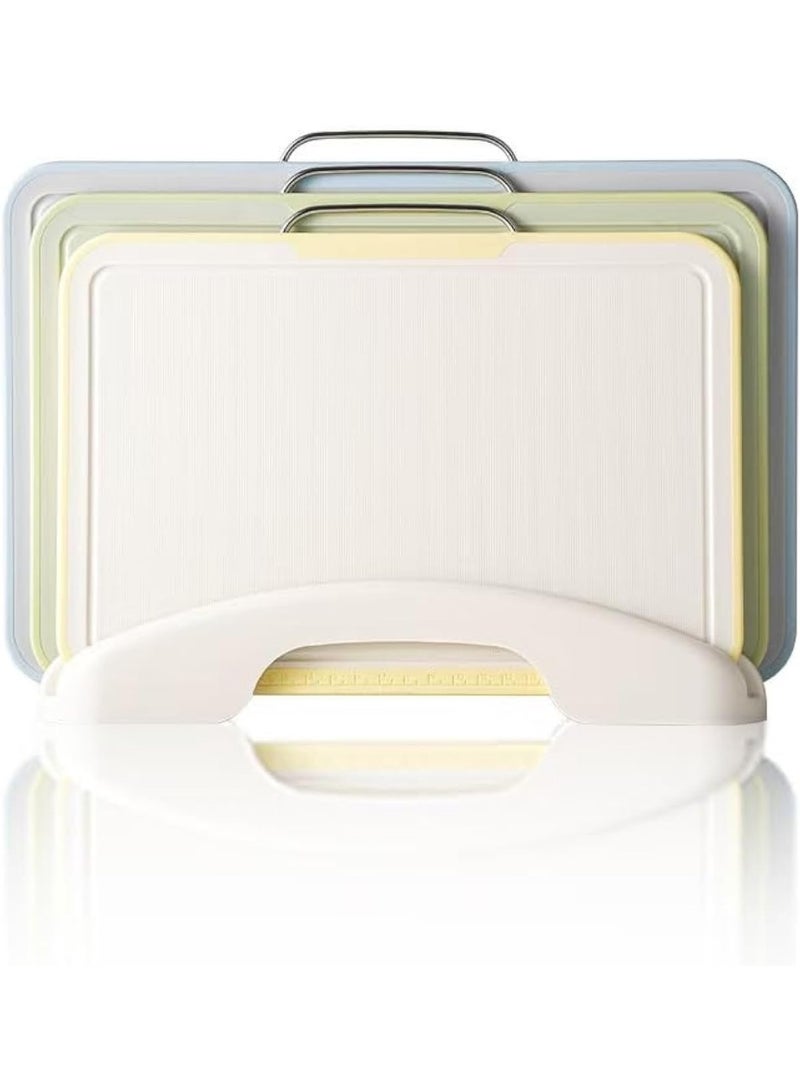 كيتشينو الواح تقطيع للمطبخ، مجموعة الواح تقطيع تشاركوتيري من 3 قطع مع حامل، حصيرة تقطيع بلاستيكية للمطبخ امنة للاستخدام في غسالة الصحون مع حامل تخزين - Image 1