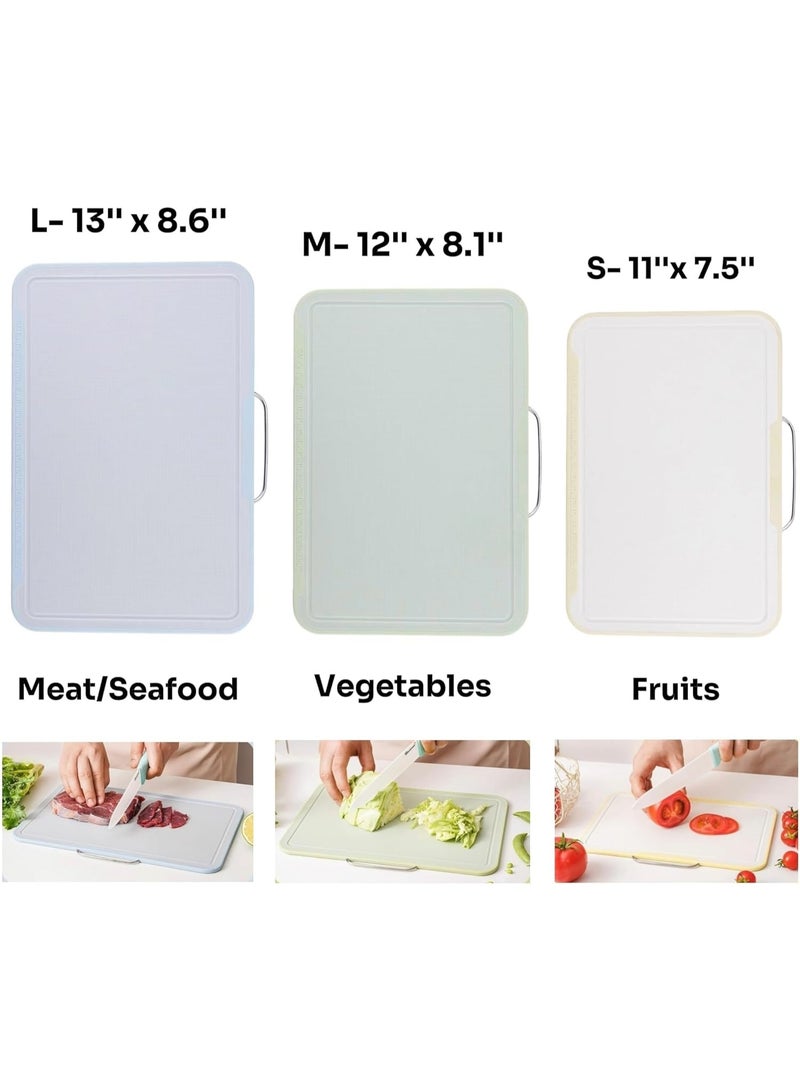 كيتشينو الواح تقطيع للمطبخ، مجموعة الواح تقطيع تشاركوتيري من 3 قطع مع حامل، حصيرة تقطيع بلاستيكية للمطبخ امنة للاستخدام في غسالة الصحون مع حامل تخزين - Image 2