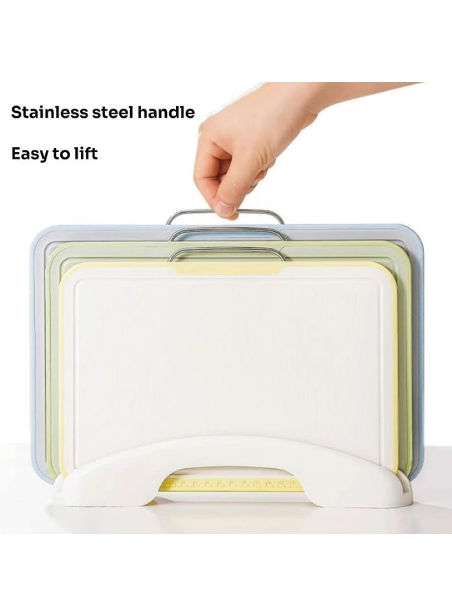 كيتشينو الواح تقطيع للمطبخ، مجموعة الواح تقطيع تشاركوتيري من 3 قطع مع حامل، حصيرة تقطيع بلاستيكية للمطبخ امنة للاستخدام في غسالة الصحون مع حامل تخزين - Image 4