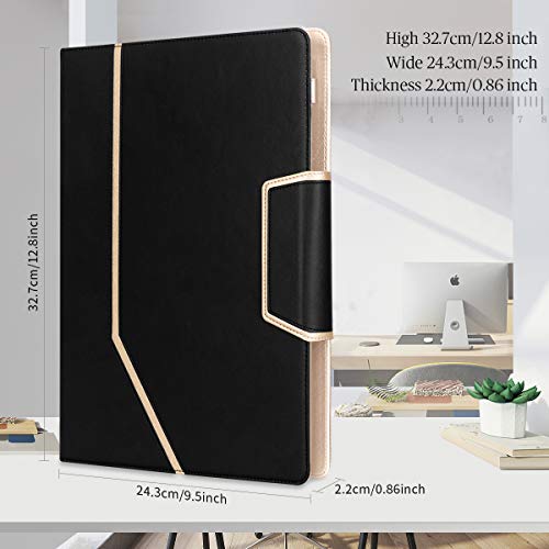 Toplive Conference Folder - Executive Business Padfolio with Letter/A4 Size Clipboard, Document Sleeve & Card Holders - Black - Image 4
