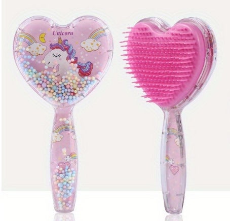 Generic New cute air cushion comb love girl special comb cartoon transparent airbag comb quicksand toy massage comb Pink pony 