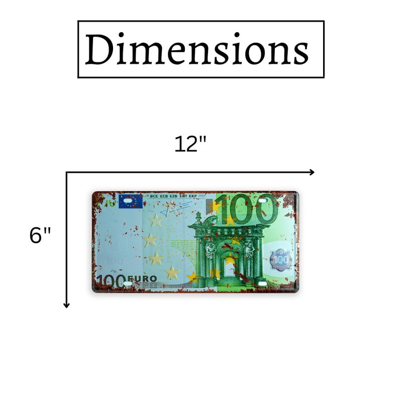 EAZYWAGON "Hundred Euros" Vintage Retro Metal Signs - License Wall Plate, Car Tag - Ideal for Cafe, Restaurant, Shop, Home, Hotel, Club, Office, Living Area - Design Plaque - Image 3