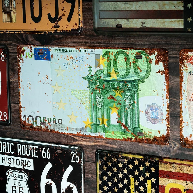 EAZYWAGON "Hundred Euros" Vintage Retro Metal Signs - License Wall Plate, Car Tag - Ideal for Cafe, Restaurant, Shop, Home, Hotel, Club, Office, Living Area - Design Plaque - Image 4