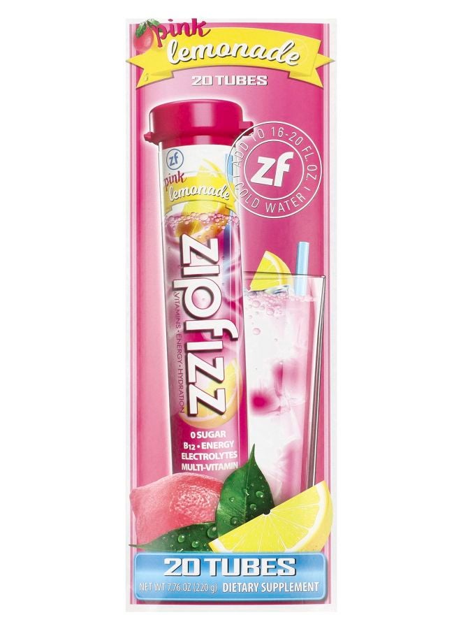 Zipfizz Energy Drink Mix Pink Lemonade 20 Tubes 0.39 oz (11 g) Each - Image 1