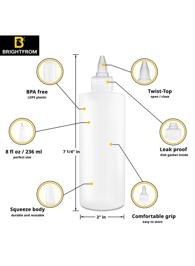 BRIGHTFROM Condiment Squeeze Bottles, 8 Oz Empty Squirt Bottle With Clear Twist Top Cap, Leak Proof - Great For Ketchup, Mustard, Syrup, Sauces, Dressing, Oil, Arts & Crafts, Bpa Free Plastic - 2 Pack - Image 2