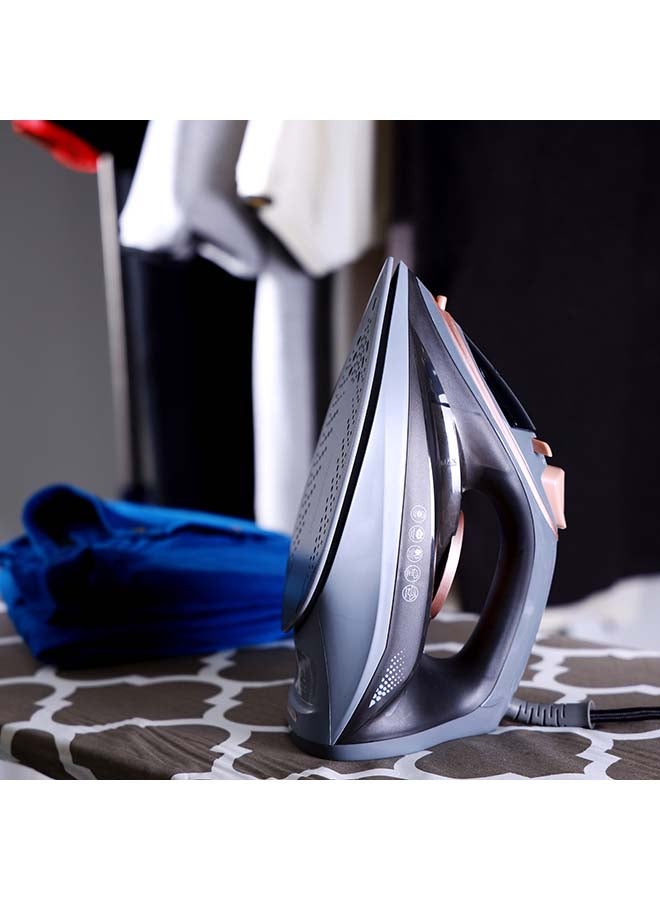 KRYPTON Ceramic Steam Iron 2400 W with 220ml Water Tank, Adjustable Thermostat, Self-Cleaning Function, Steam Burst & Dry Ironing & 360° Swivel Cord 2400 W KNSI6237 Black/brown/Grey - Image 2