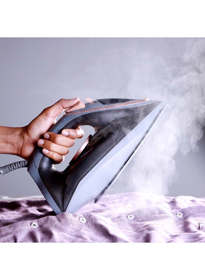 KRYPTON Ceramic Steam Iron 2400 W with 220ml Water Tank, Adjustable Thermostat, Self-Cleaning Function, Steam Burst & Dry Ironing & 360° Swivel Cord 2400 W KNSI6237 Black/brown/Grey - Image 3