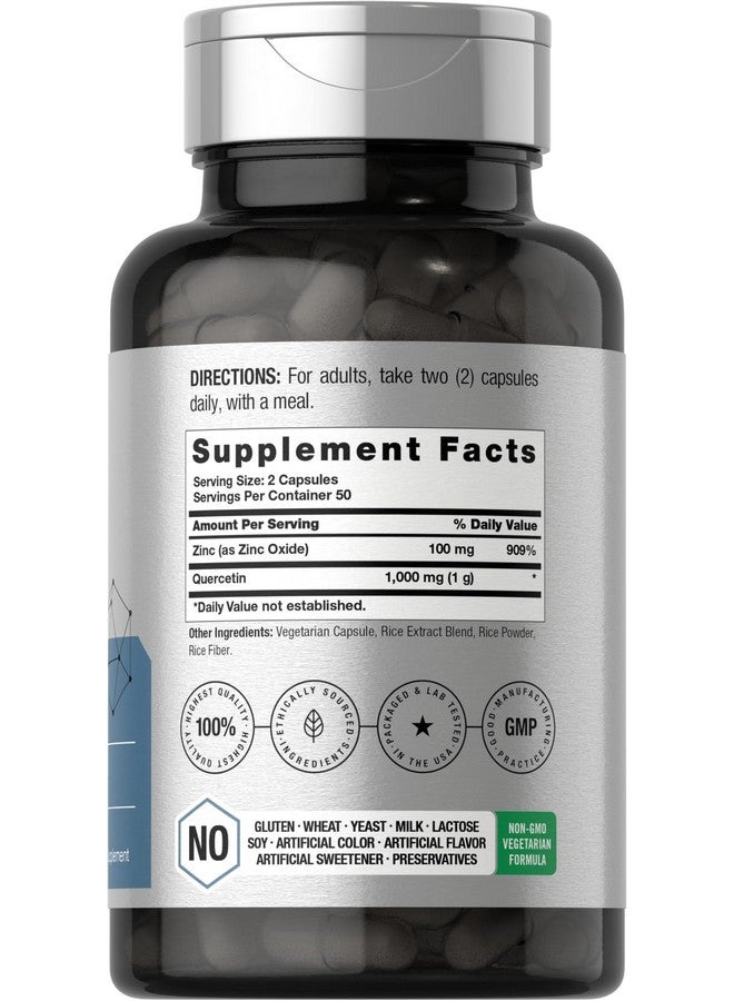 Horbäach Quercetin 1000mg Capsules | with 100mg Zinc | 100 Count | Non-GMO, Gluten Free Supplement | High Potency Formula - Image 2