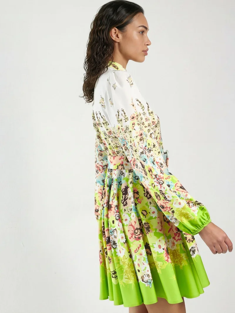 جينيفر Printed Mini Dress with V-Neck