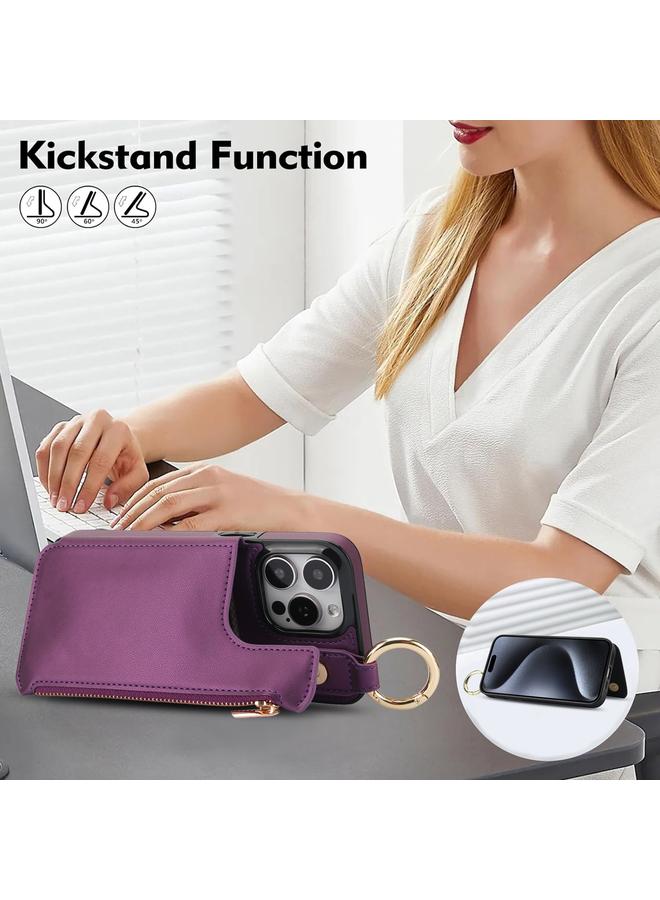 S-TOP Case For iPhone 15 Pro Max RFlD Anti-theft Double Buckle Ring Zipper Card Phone Case - Image 4