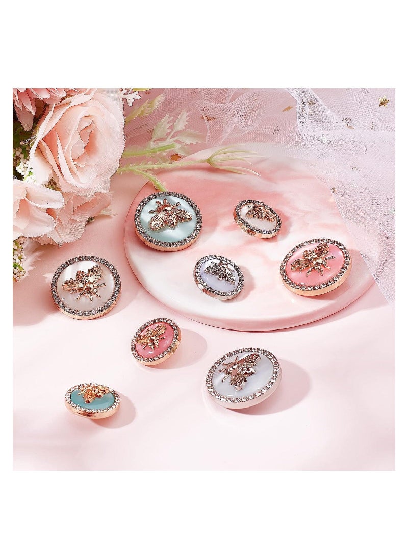 Round Metal Buttons 3D Bees Pattern, Alloy Shank Buttons Enamel Blazer Buttons for Blazer, Suits, Coats, Uniform and Jacket  (4 Colors - 16Pcs)  - Image 2