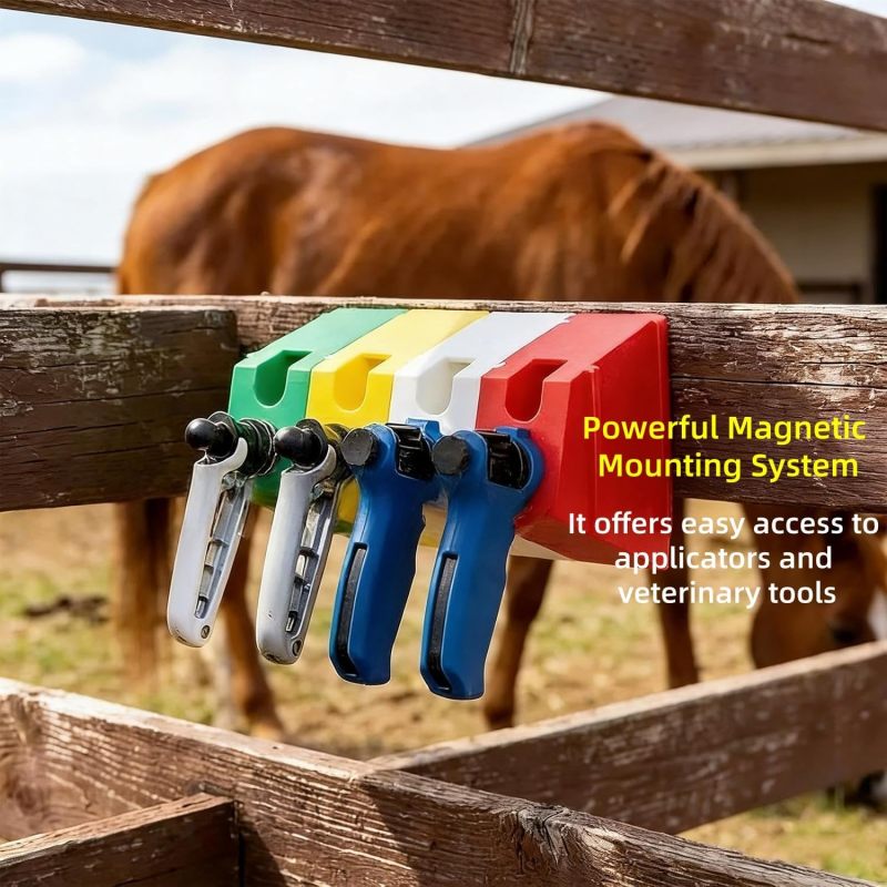 Magnetic Tool Rack 4-Piece Rust-Resistant Set - Secure Drill-Free Barn Organizer for Livestock Tools - Modular Storage for Cattle Barn Horse Stall - Image 3