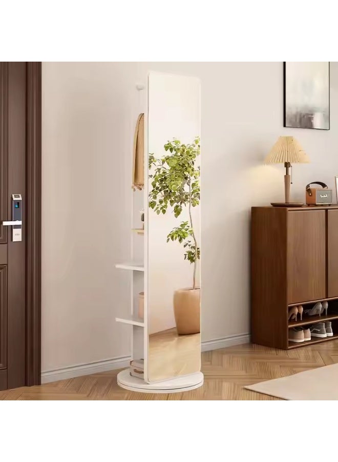 Bluejw Full Length Mirror 168 × 45 CM Unique Solid Wood Oversized Floor Mirror with Coat Rack Full Body Mirror for Bedroom Entryway Living Room White - Image 2