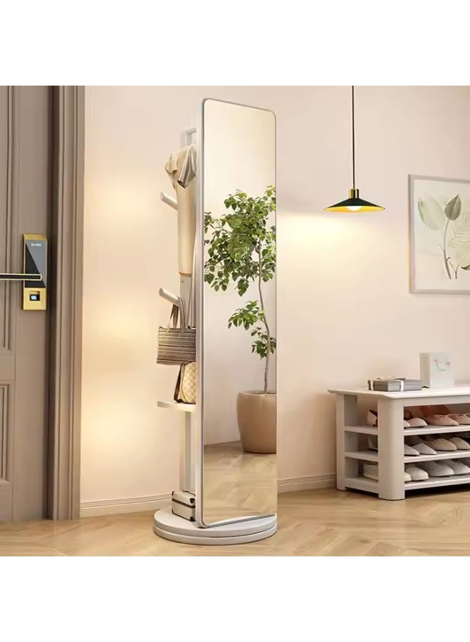 Bluejw Full Length Mirror 168 × 45 CM Unique Solid Wood Oversized Floor Mirror with Coat Rack Full Body Mirror for Bedroom Entryway Living Room White - Image 3