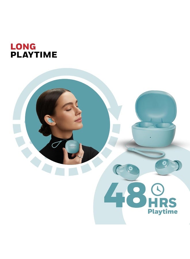 هوني ويل سماعات أذن بلوتوث Honeywell Moxie V1500 TWS مع 48 ساعة من وقت التشغيل، شحن سريع من نوع C، مقاومة للماء IPX4، بلوتوث V5.4، محركات 8mm*2، تحكم باللمس، مساعد صوتي، إلغاء الضوضاء - Image 3