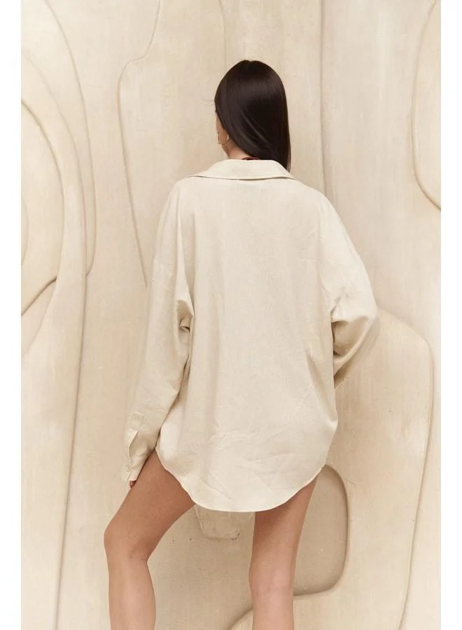 Bohemai  Charlotte Ecru Oversize Linen Shirt for Women | Best Price UAE