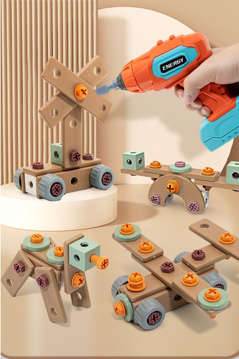 🔧 144PCS DIY Construction Toolbox for Kids – Electric Drill  Building Tools Set 🧰 – STEM Engineering Kit for Boys  Girls Age 3+ - Image 2