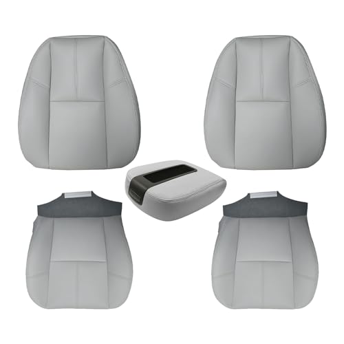 AUTOKAY Driver & Passenger Bottom Top Seat Cover Fits for Chevy Tahoe GMC Sierra 2007-2014 with Console Armrest Cover - Image 1