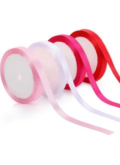 Giegxin 40 Yard Bulk Valentine'S Day Gift Satin Ribbon Rolls Colorful Solid Fabric Ribbon For Wrapping Bouquet Wedding Baby Shower Birthday Party Decor(White Pink Red Rose Red 3/8 Inch)  - Image 1