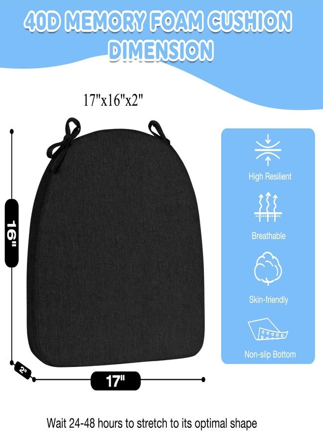 MIDLADE Dining Room Chair Seat Pads for Chairs Set of 1 D-Shaped,40D Foam,Work Bar Farmhouse Office Kitchen Stool Cushions for Wooden Chair,Indoor Department Home Decor Must Haves Acessories 17"x16"x2"Black - Image 2