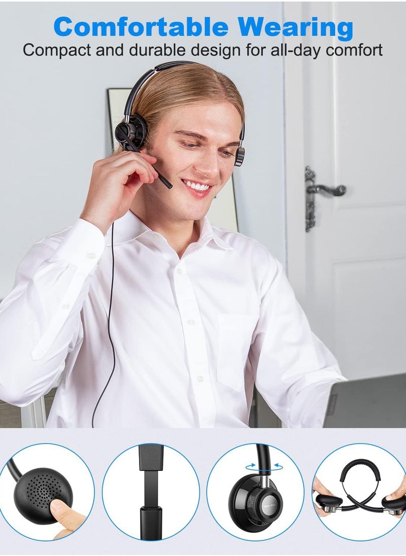 New Bee - H361 USB Headset with Microphone, Computer Headset with in-line Mute & Volume Control, 3.5mm/ USB/USB-C Wired Headset for Laptop, Skype, Zoom, Call Center, Meetings, Webinar, Home - Image 1