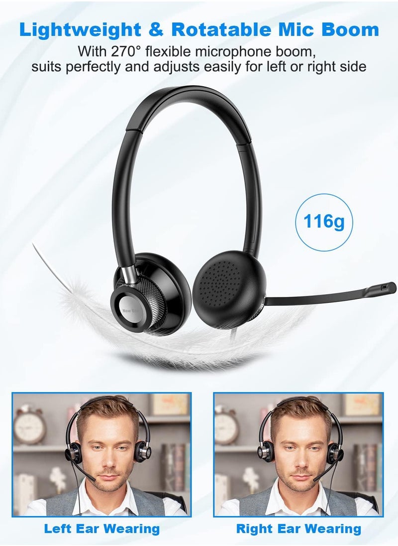 New Bee - H361 USB Headset with Microphone, Computer Headset with in-line Mute & Volume Control, 3.5mm/ USB/USB-C Wired Headset for Laptop, Skype, Zoom, Call Center, Meetings, Webinar, Home - Image 1