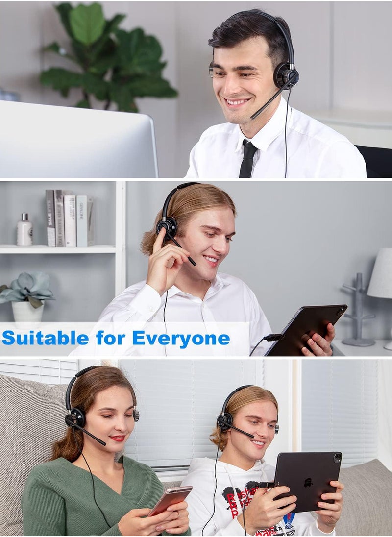 New Bee - H361 USB Headset with Microphone, Computer Headset with in-line Mute & Volume Control, 3.5mm/ USB/USB-C Wired Headset for Laptop, Skype, Zoom, Call Center, Meetings, Webinar, Home - Image 1