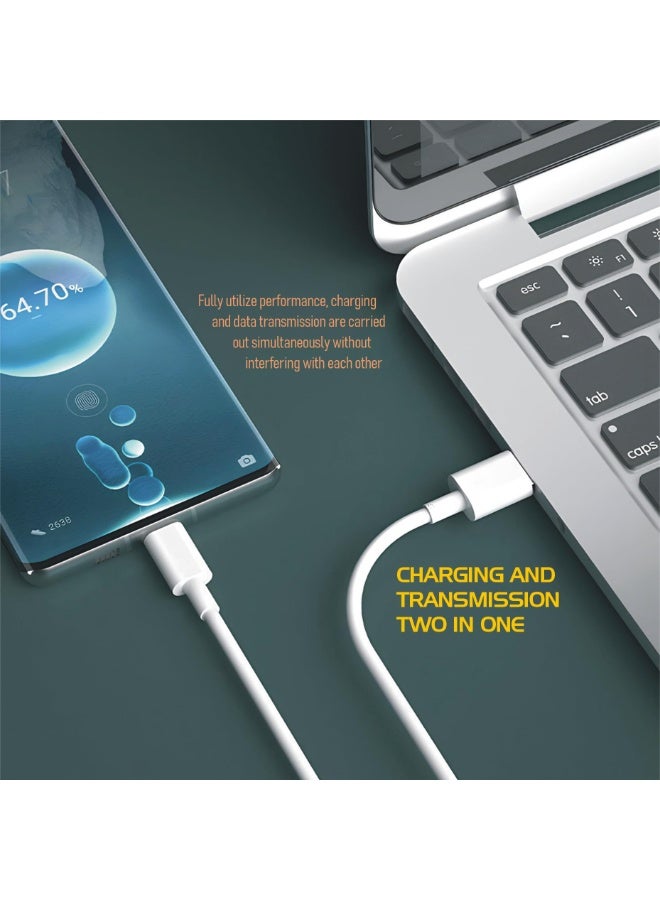 كابل USB إلى Type C للشحن فائق السرعة ونقل البيانات، 120 واط 6 أمبير، أبيض - Image 3