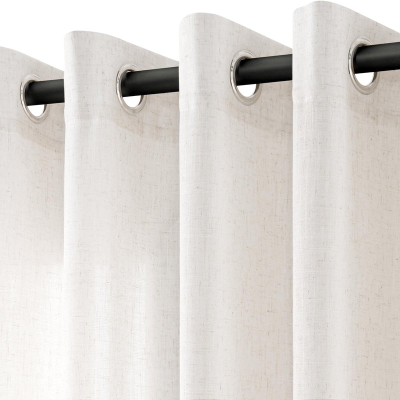 Nanspring Grommet Cream Linen Curtains 96 inches Long for Living Room Dining Aesthetic Neutral Decor Farmhouse Boho Light Filtering Semi Sheer Curtains 96 inch Length Patio Sliding Door Bedroom Drapes 8 Ft - Image 2