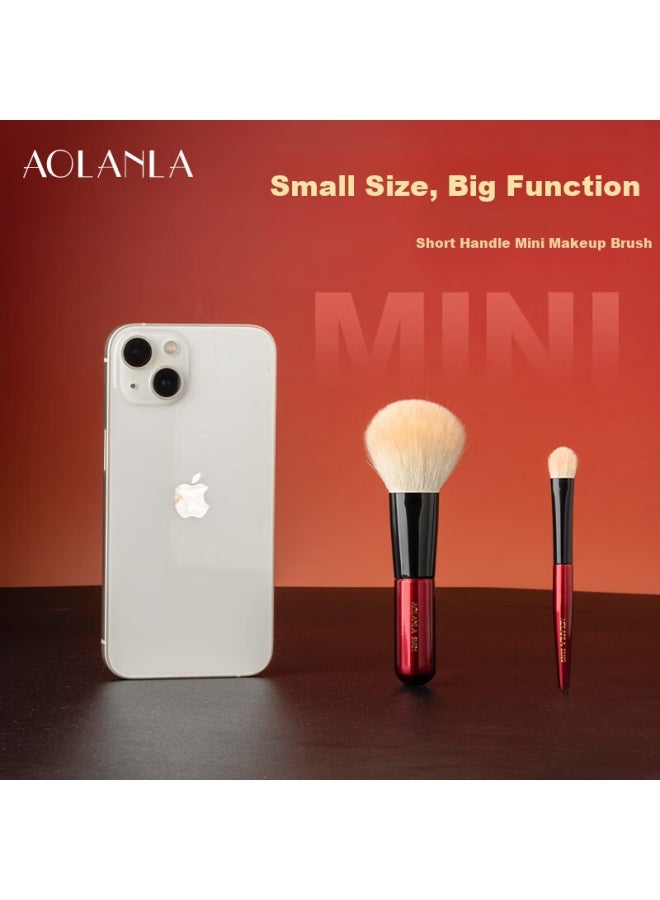 Aolanla Portable Mini Red 10-piece Makeup Brush Set With Animal Hair Travel Beauty Brushes Gift For Wife - Image 4