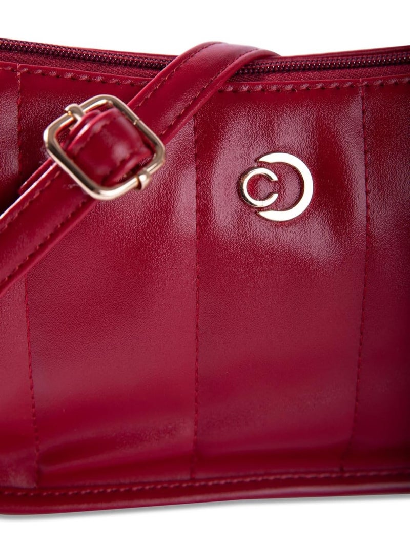 CAPRESE Caprese Poppy Solid Bordeaux Faux Leather Small Sling Bag - Image 3