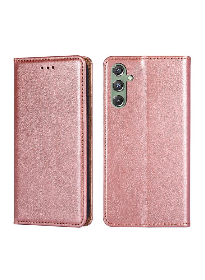 اس-توب جراب لهاتف Samsung Galaxy M34 5G / F34 5G، جراب هاتف جلدي مغناطيسي بلون سادة لامع وزيتي - Image 1