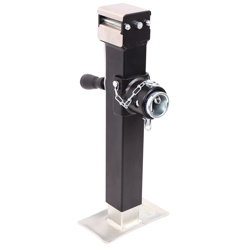 NBJINGYI Heavy Duty 5000LB Trailer Jack 10 Lift Pipe Mount Swivel Jack with Lock Pin Square Tube Mount Side Wind Handle Foot Plate Black Coating