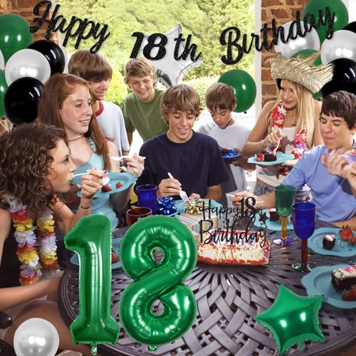 Cheereveal 18th Birthday Decorations for Boys GreenTime To Adult Happy Birthday Banner Cake Topper Number 18 Foil Balloon for 18 Year Old Birthday Party Supplies - Image 5