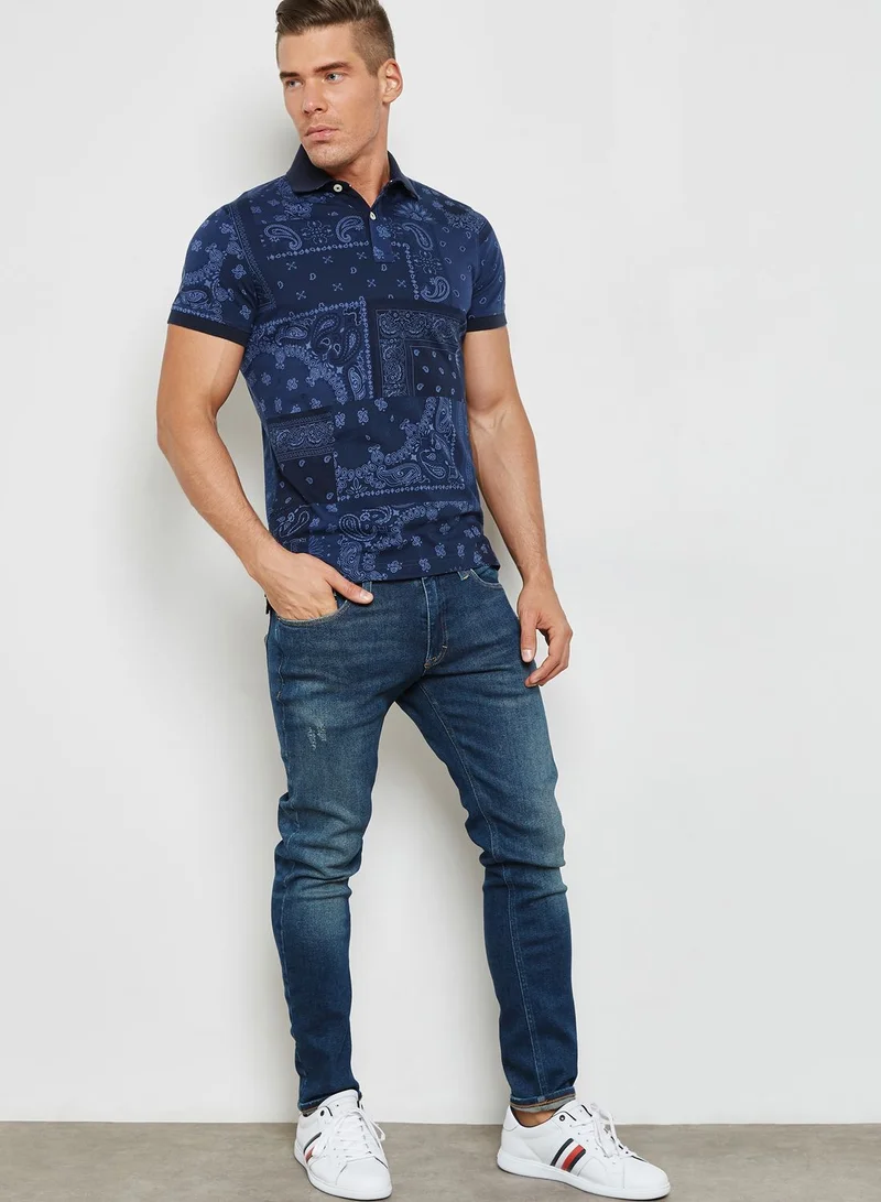 TOMMY HILFIGER Bandana Print Polo Shirt