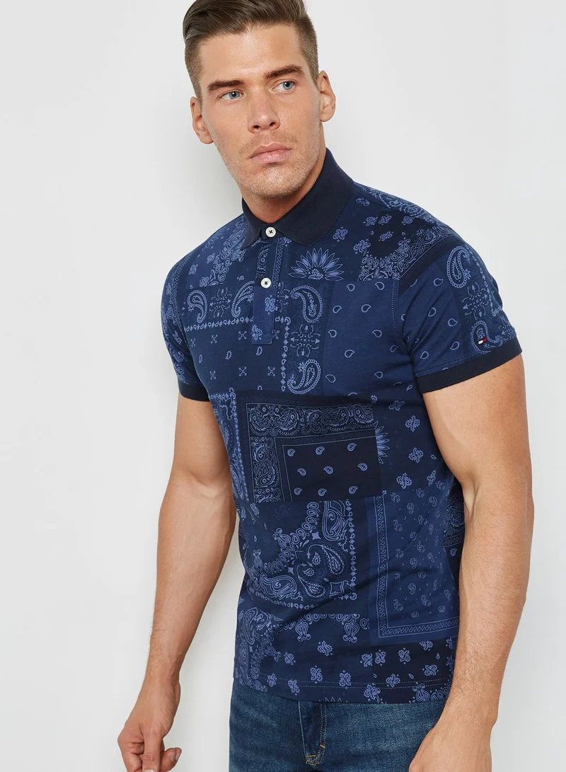 TOMMY HILFIGER Bandana Print Polo Shirt