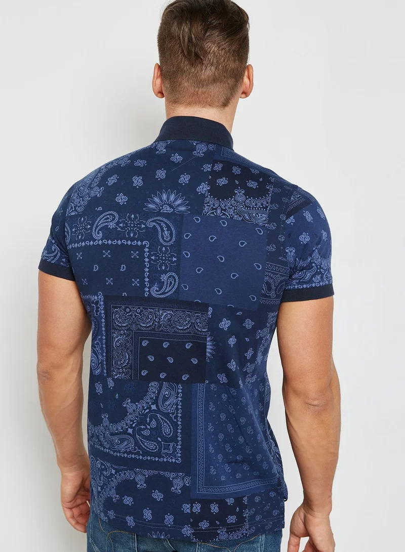 TOMMY HILFIGER Bandana Print Polo Shirt