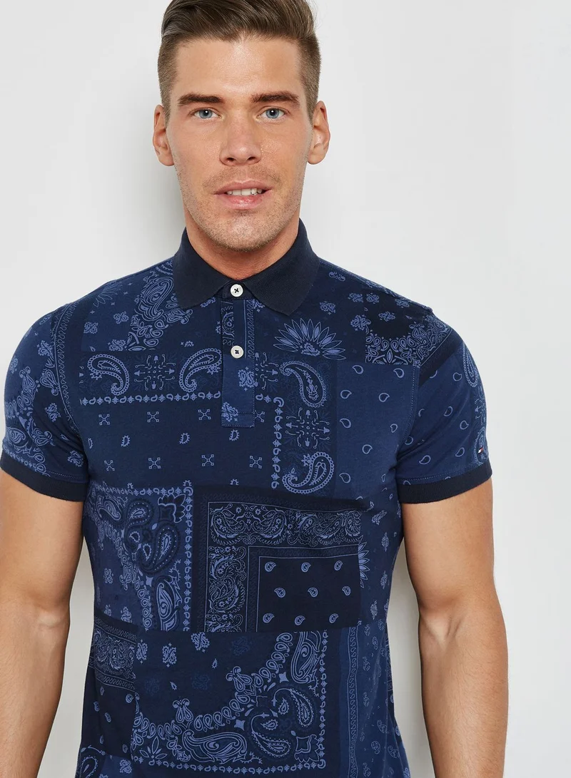 TOMMY HILFIGER Bandana Print Polo Shirt
