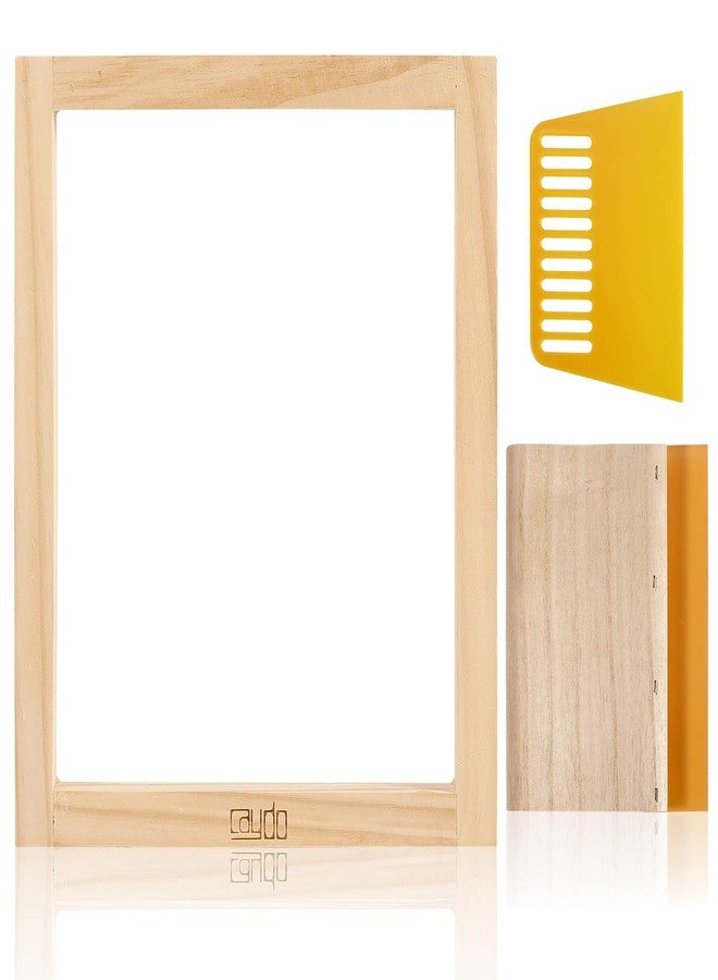 كايدو إطار طباعة الشاشة من كايدو مع مكشطة طباعة الشاشة للتيشيرتات وحقائب الظهر وحقائب اليد، طباعة يدوية، شاشة حريرية خشبية مقاس 8 × 10 بوصة مع شبكة بيضاء 110 - Image 1