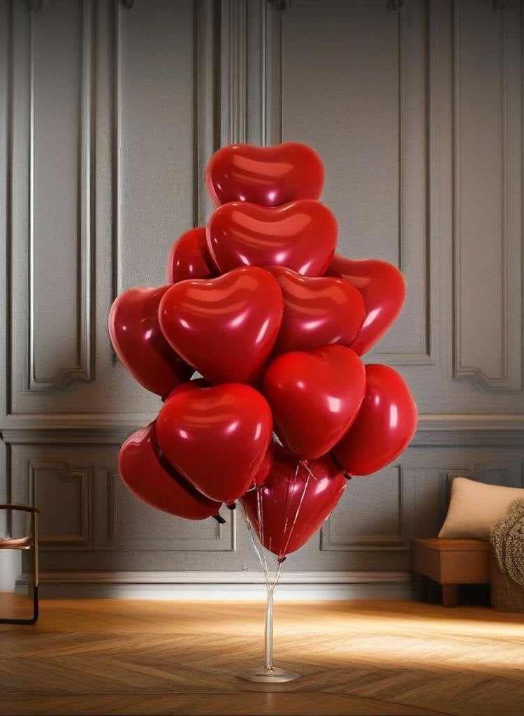 50 قطعة من البالونات بشكل قلب مزدوجة الطبقات باللون الأحمر لزفاف أو حفل عشاء، هدية للنساء - Image 2