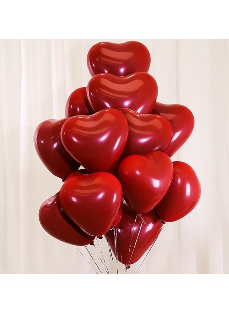 50 قطعة من البالونات بشكل قلب مزدوجة الطبقات باللون الأحمر لزفاف أو حفل عشاء، هدية للنساء - Image 3