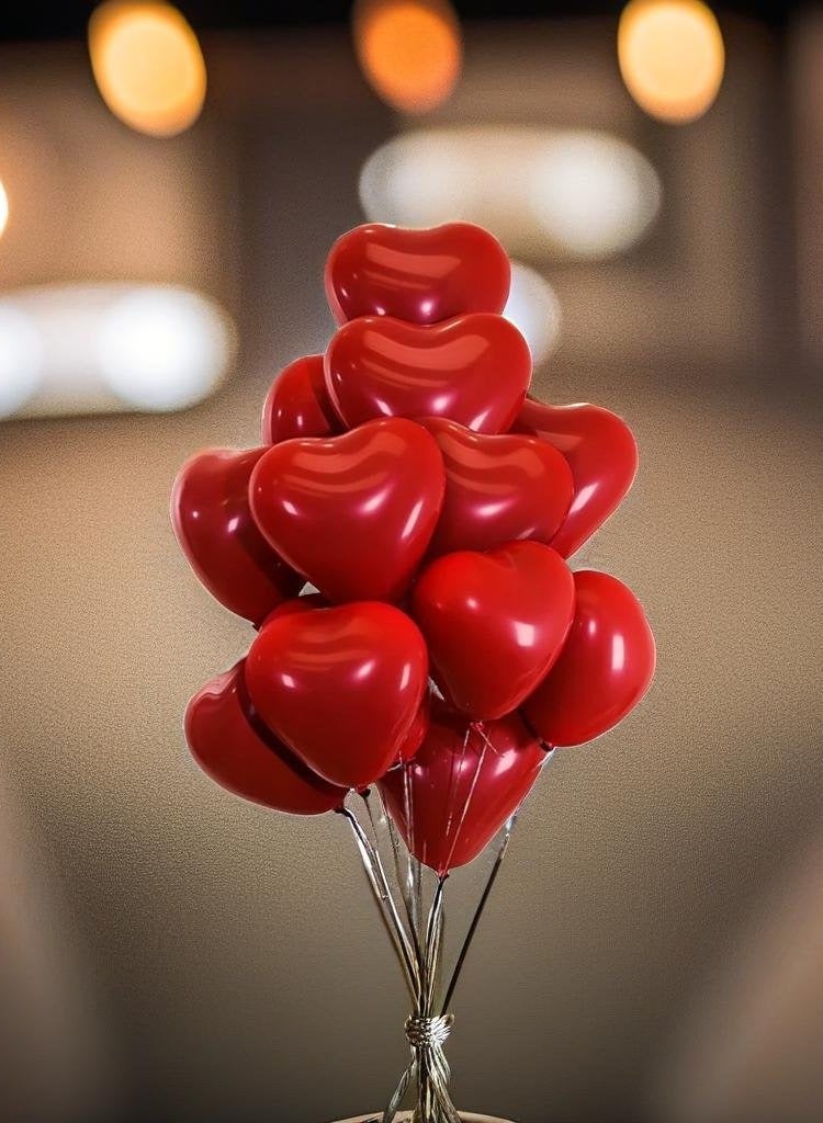50 قطعة من البالونات بشكل قلب مزدوجة الطبقات باللون الأحمر لزفاف أو حفل عشاء، هدية للنساء - Image 1