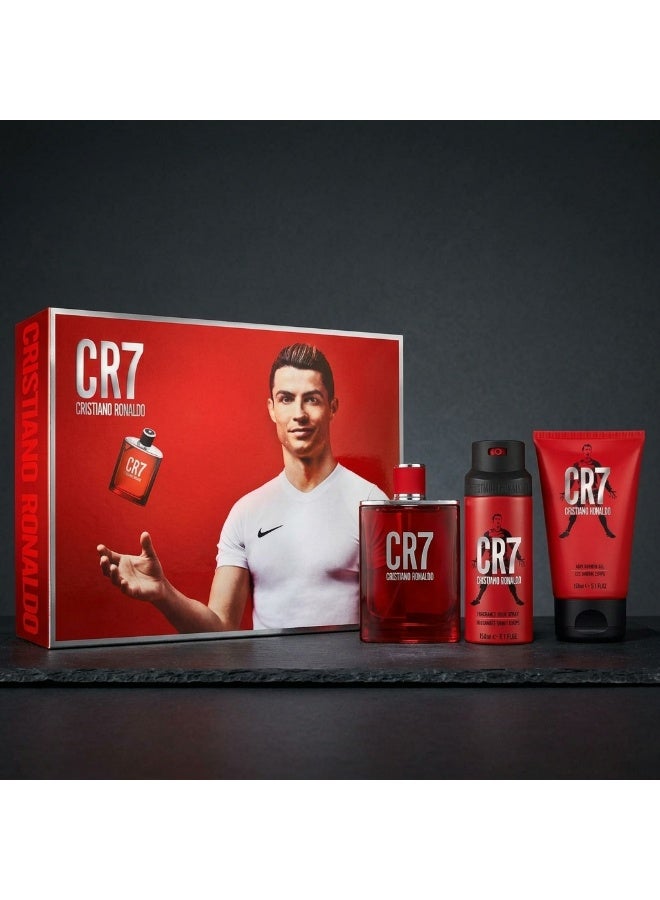 Cristiano Ronaldo CR7 3.4oz EDT Spray, 5.1oz Body Spray, 5.1oz Shower Gel Men 3 Pc Gift Set - Image 1