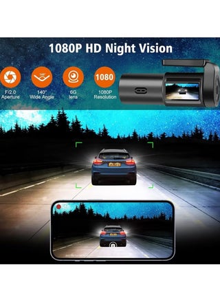 1080P Full HD WiFi Dash Cam with GPS & Free 32GB SD Card – Night Vision, 140° Wide-Angle, 360° Rotating Car Camera, APP Control, WDR, Loop Recording （Black） - view 4