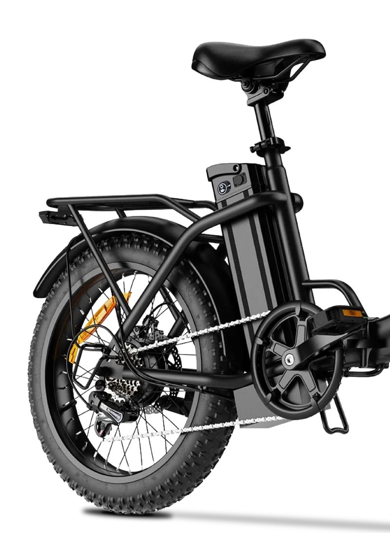 ويندهورس دراجة كهربائية W4B قابلة للطي بقوة 750 واط للبالغين، بطارية 48 فولت 15.6 أمبير قابلة للإزالة، سرعة تصل إلى 40 كم/س، مدى 45–60 كم، إطارات عريضة 20 إنش، 7 سرعات Shimano، هيكل من سبائك الكربون، شاشة LCD - Image 4