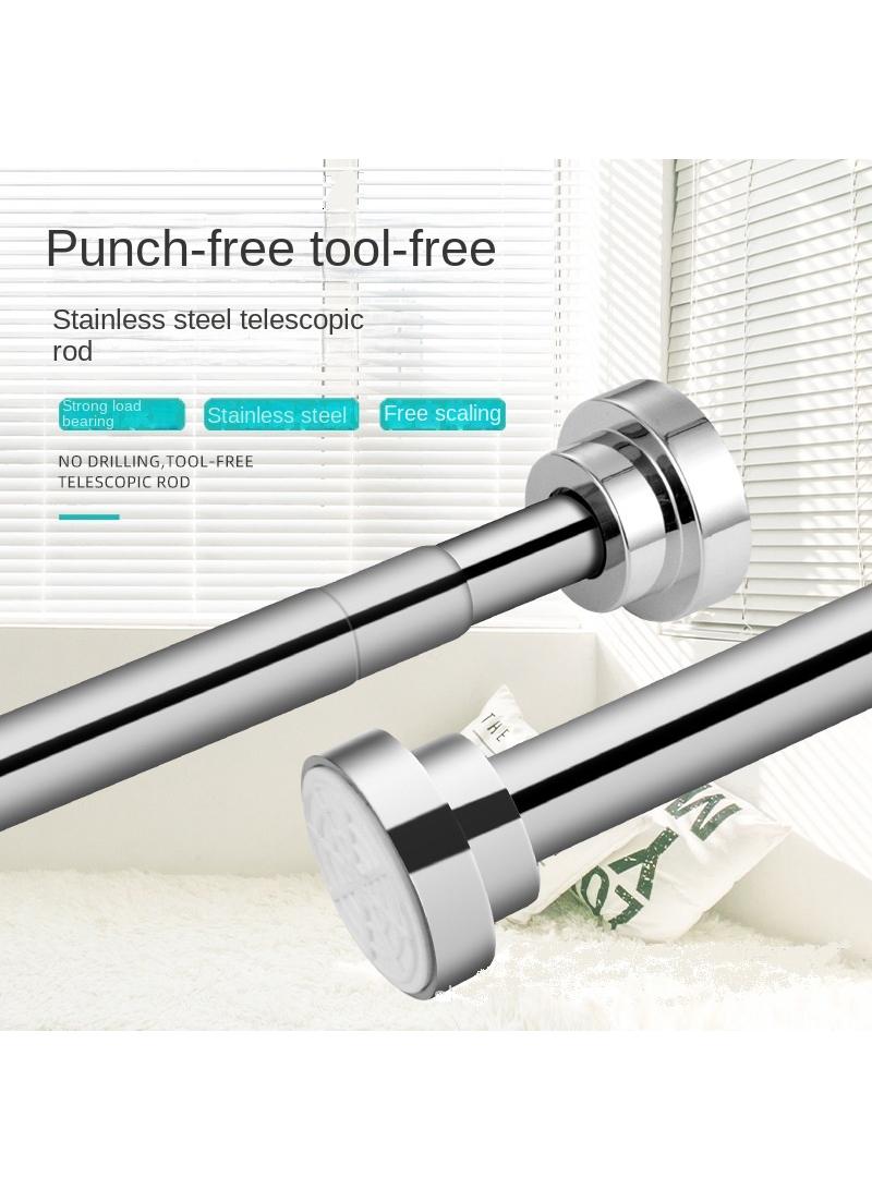 Bluejw Stainless Steel Spring Perforated Shower Curtain Rod Telescopic Rod Curtain Hanging Rod 60cm - Image 2